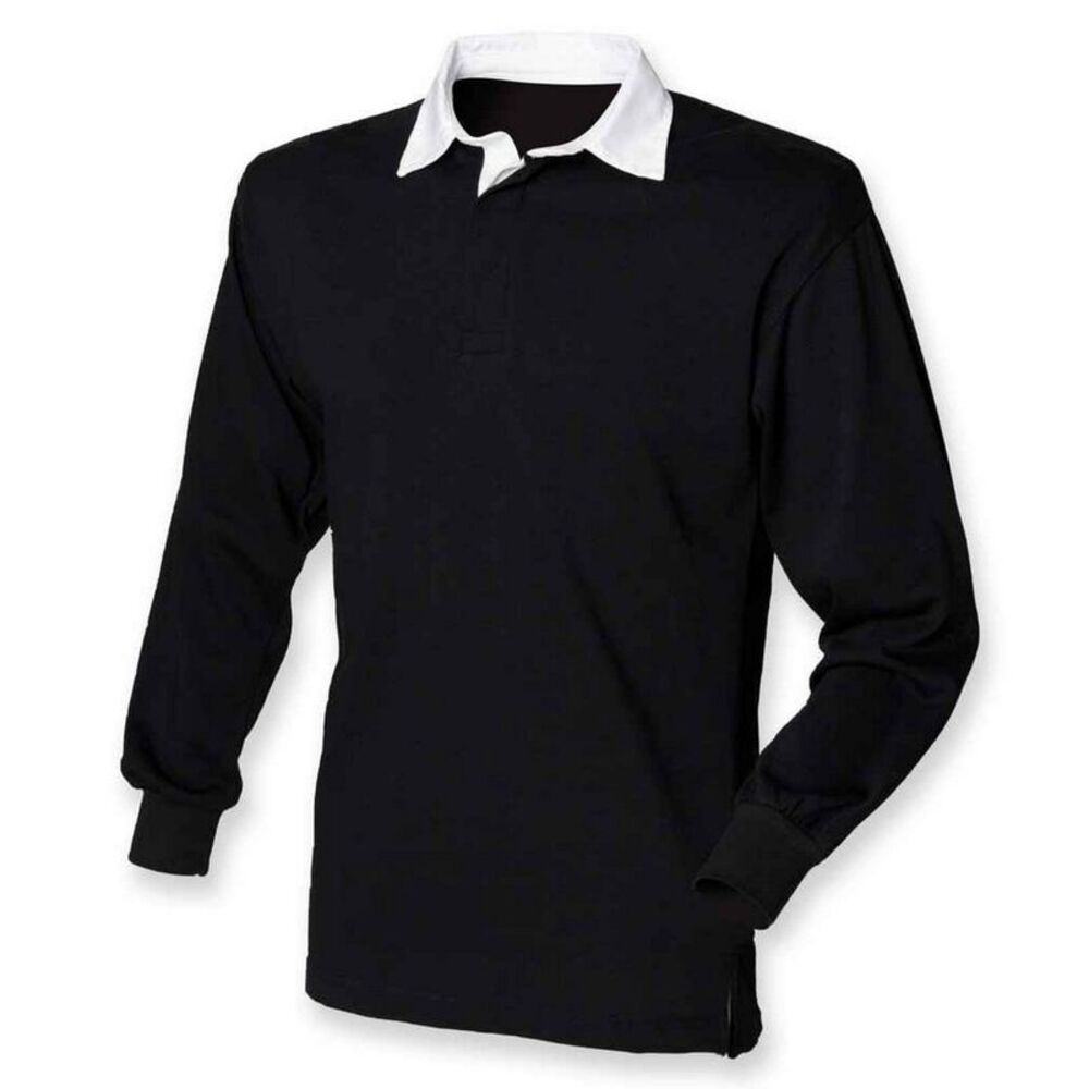 Front Row Mens Classic Long-Sleeved Rugby Shirt / Black/White